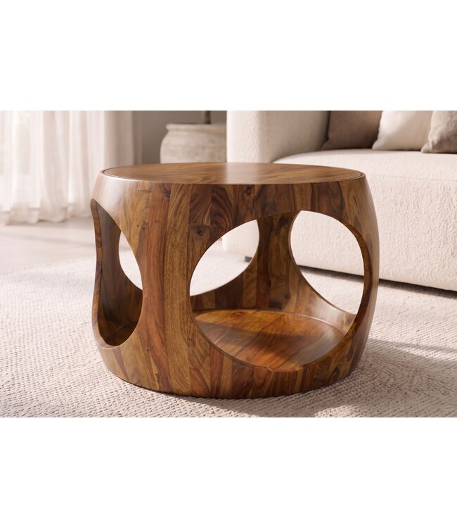 Invicta Interior Salontafel ORGANIC LOOP 60cm rond met opbergruimte sheesham hout bruin - 48822