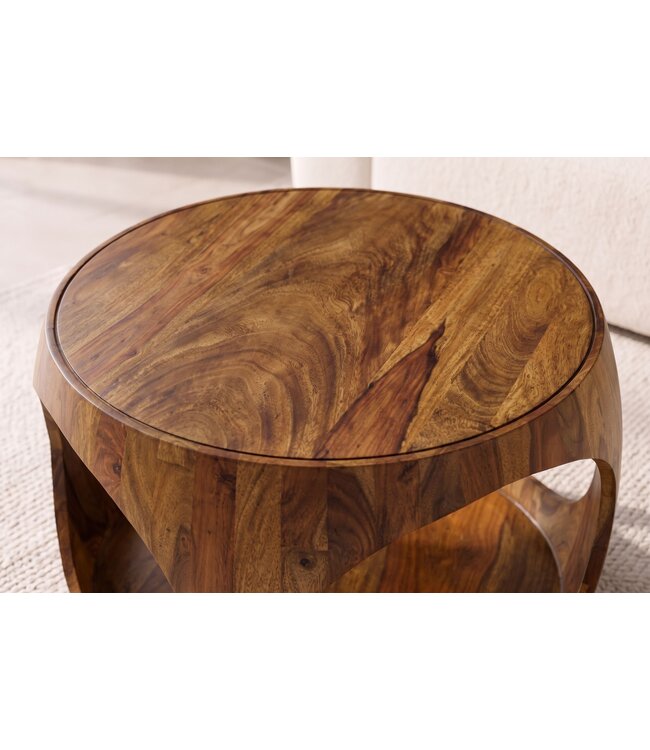 Invicta Interior Salontafel ORGANIC LOOP 60cm rond met opbergruimte sheesham hout bruin - 48822