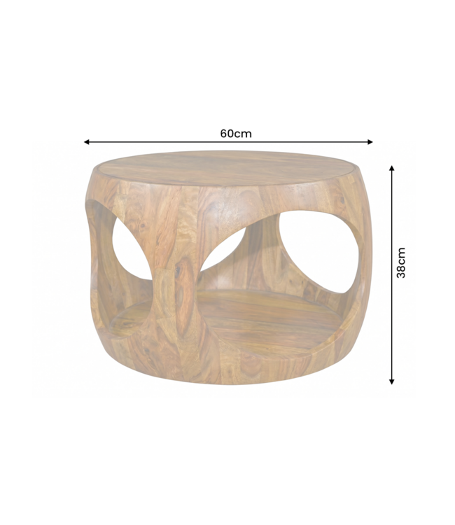 Invicta Interior Salontafel ORGANIC LOOP 60cm rond met opbergruimte sheesham hout bruin - 48822