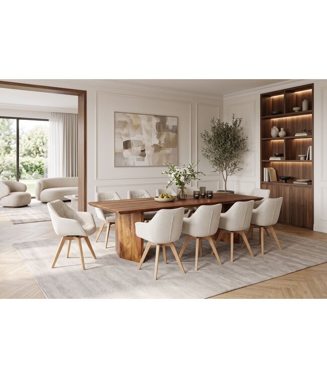 Invicta Interior Eettafel DIAMOND 240cm sheesham hout bruin stone finish - 48823