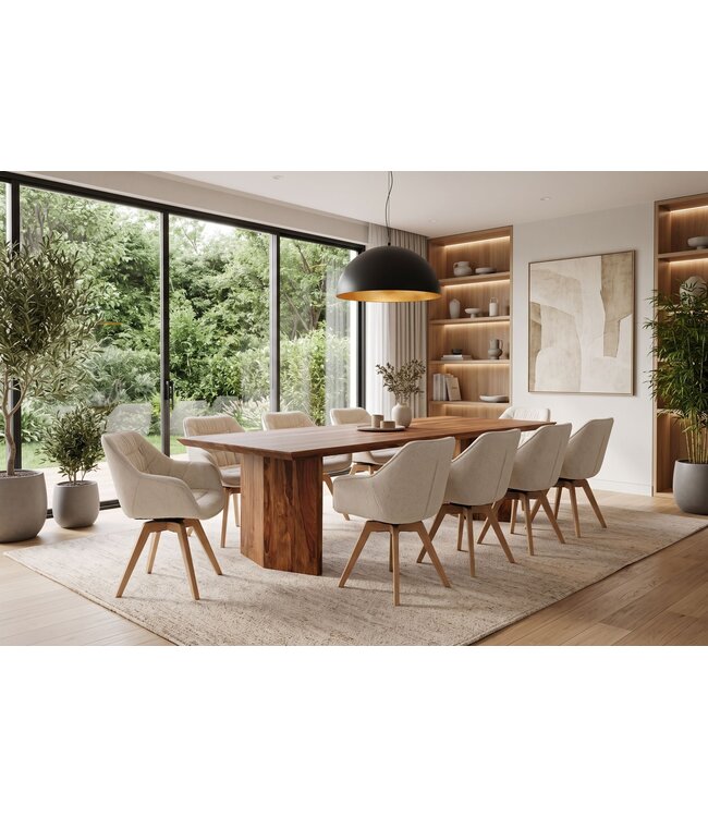 Invicta Interior Eettafel DIAMOND 240cm sheesham hout bruin stone finish - 48823