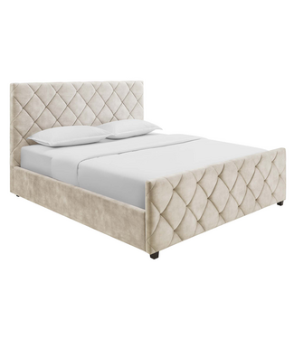 Invicta Interior Bed ELYSIUM 160x200cm met opbergruimte fluweel champagne beige - 48883