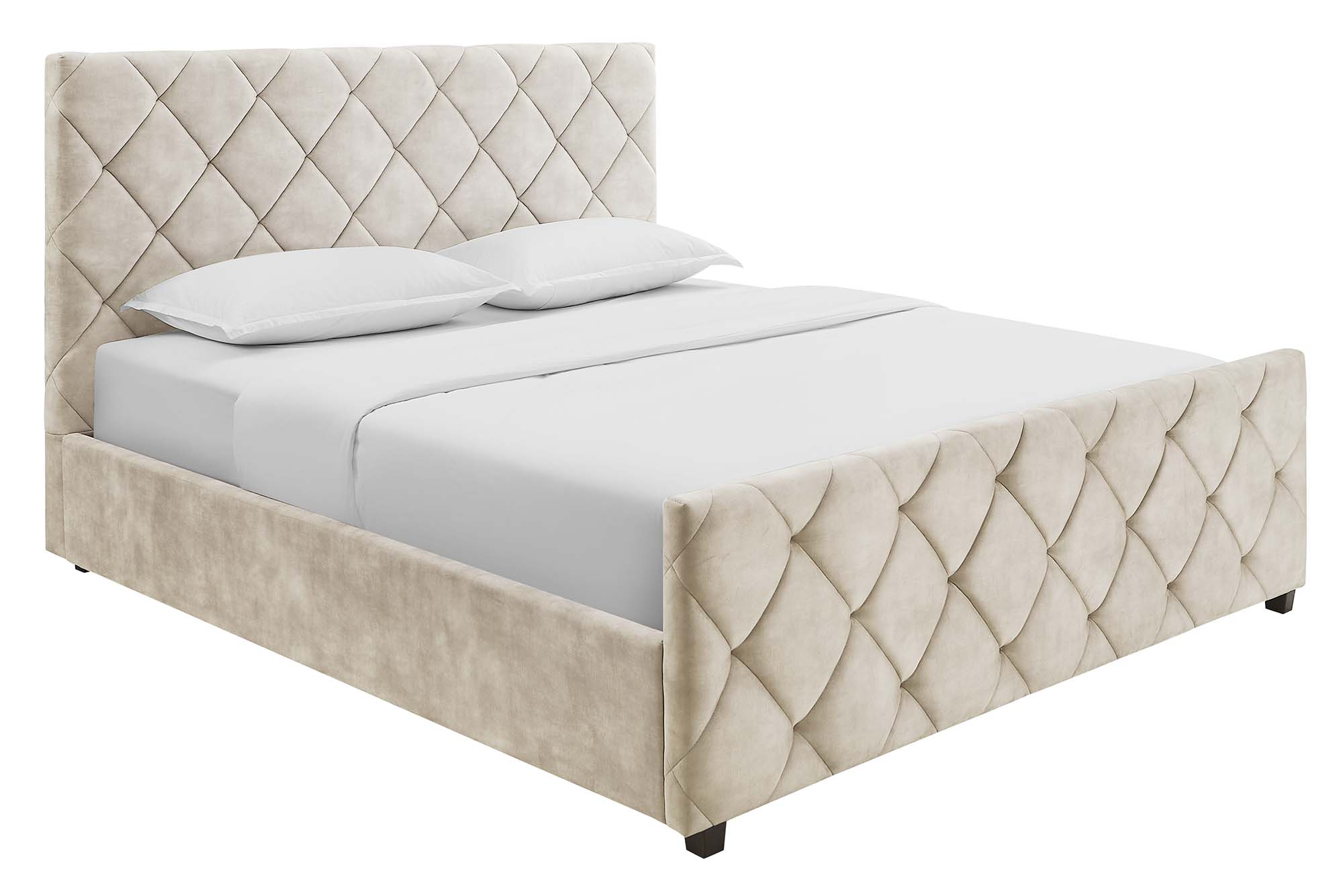 Bed ELYSIUM 160x200cm met opbergruimte fluweel champagne beige - 48883