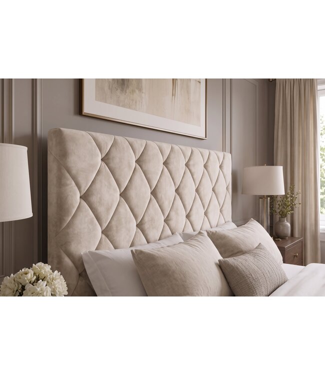 Invicta Interior Bed ELYSIUM 160x200cm met opbergruimte fluweel champagne beige - 48883