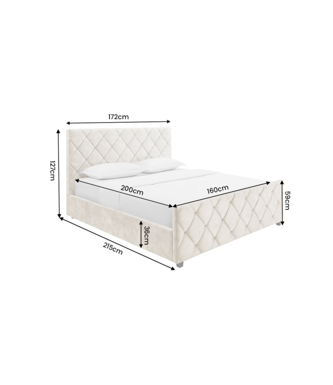 Invicta Interior Bed ELYSIUM 160x200cm met opbergruimte fluweel champagne beige - 48883