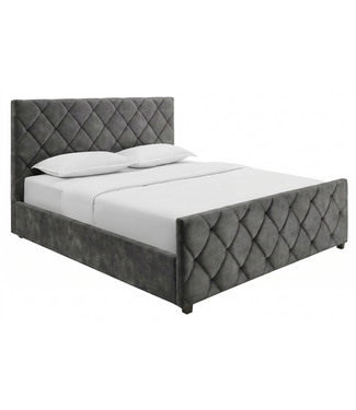 Invicta Interior Bed ELYSIUM 180x200cm met opbergruimte fluweel donkergrijs - 48884