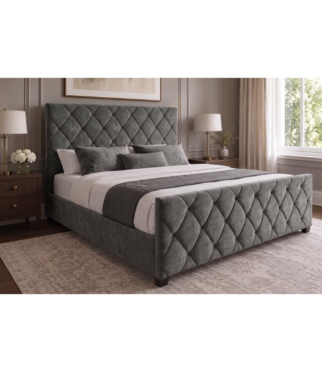 Invicta Interior Bed ELYSIUM 180x200cm met opbergruimte fluweel donkergrijs - 48884