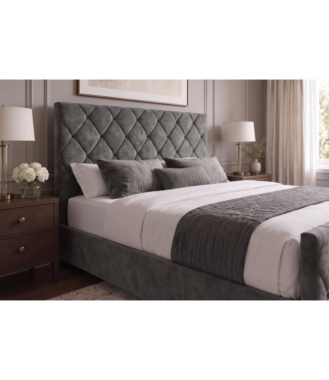 Invicta Interior Bed ELYSIUM 180x200cm met opbergruimte fluweel donkergrijs - 48884