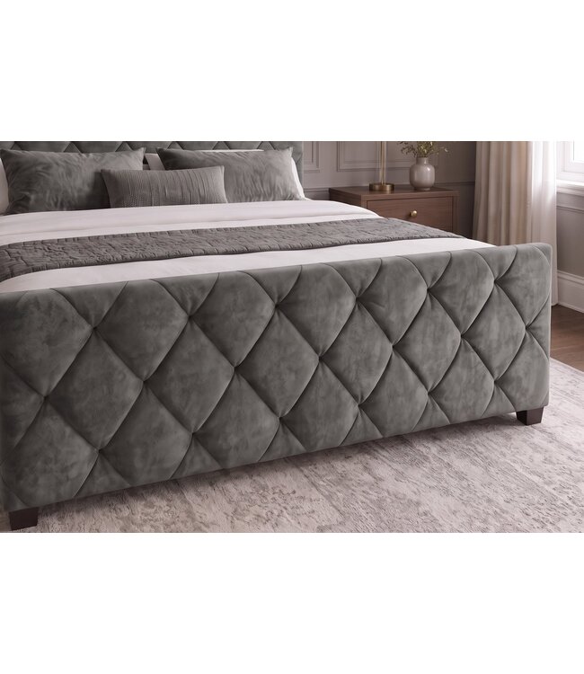 Invicta Interior Bed ELYSIUM 180x200cm met opbergruimte fluweel donkergrijs - 48884