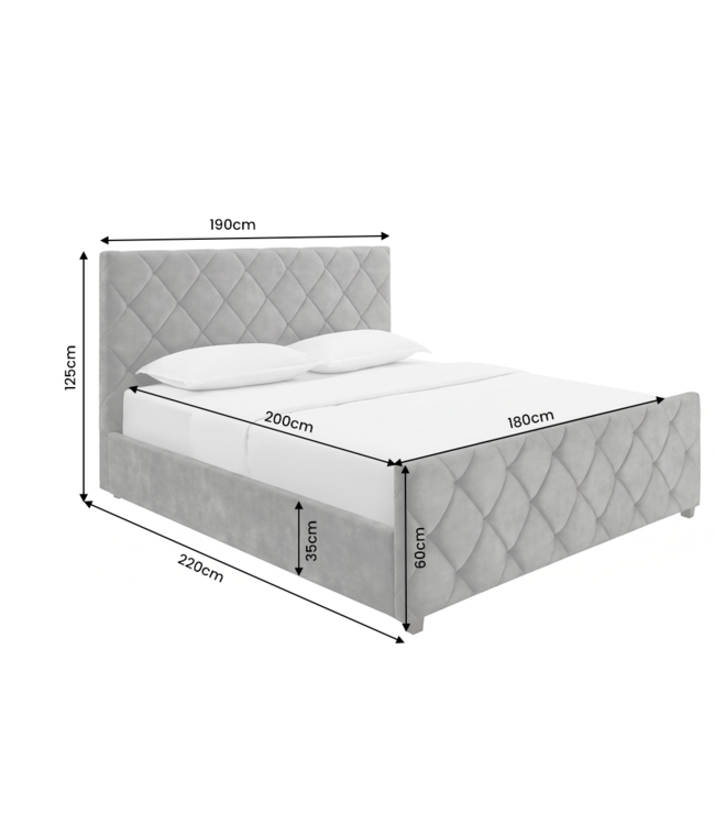 Invicta Interior Bed ELYSIUM 180x200cm met opbergruimte fluweel donkergrijs - 48884