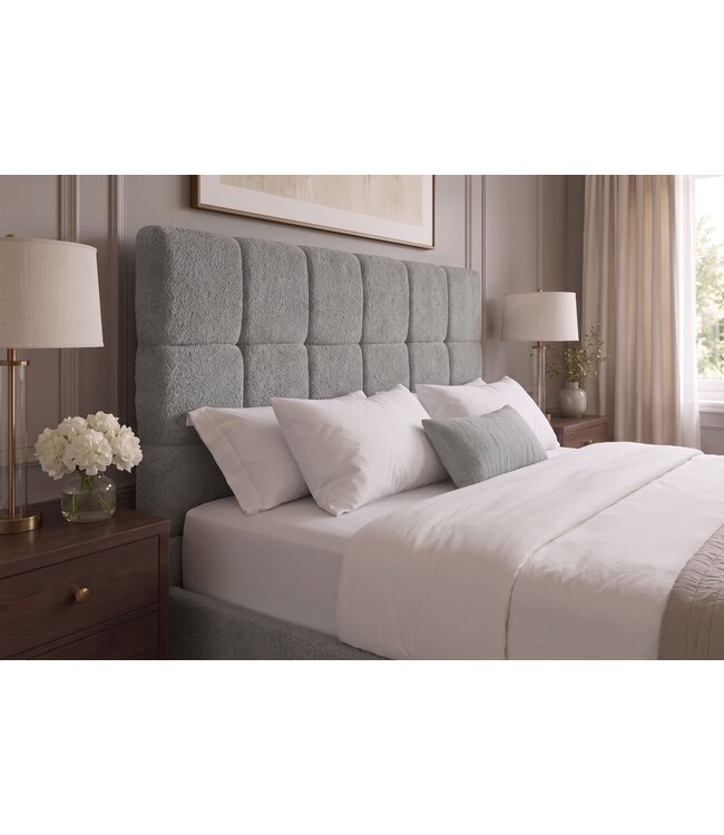 Invicta Interior Bed PRESTIGE 180x200cm met opbergruimte bouclé grijs - 48888