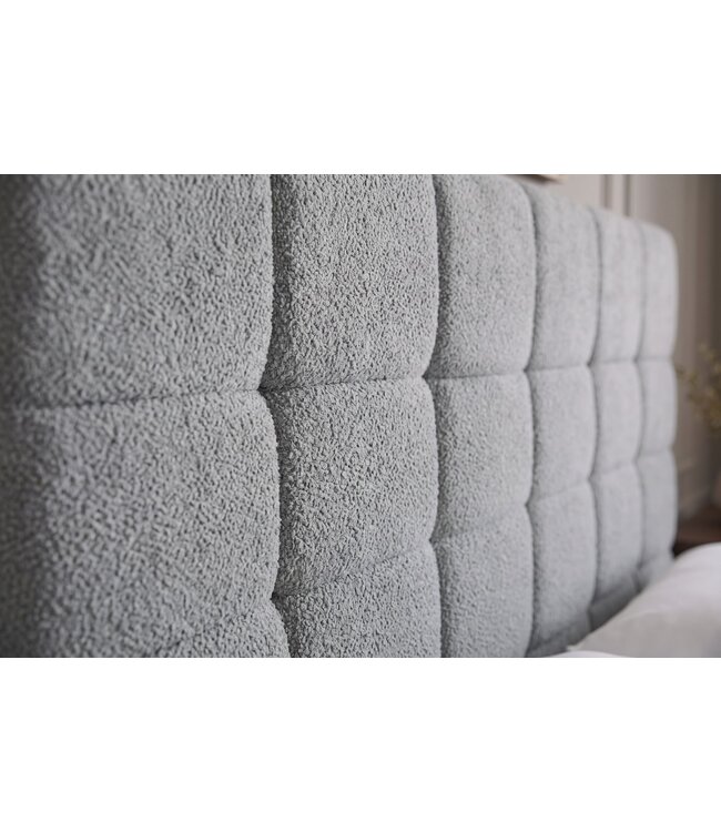 Invicta Interior Bed PRESTIGE 180x200cm met opbergruimte bouclé grijs - 48888