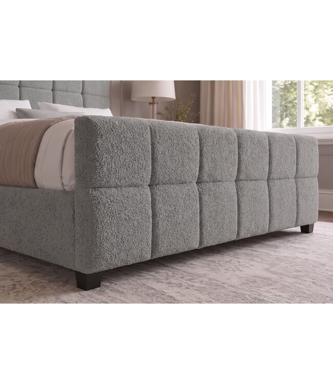 Invicta Interior Bed PRESTIGE 180x200cm met opbergruimte bouclé grijs - 48888