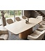 Invicta Interior Eettafel UNIQUE 200cm eikenhout fineer met keramisch blad wit marmer licht bruin - 48904