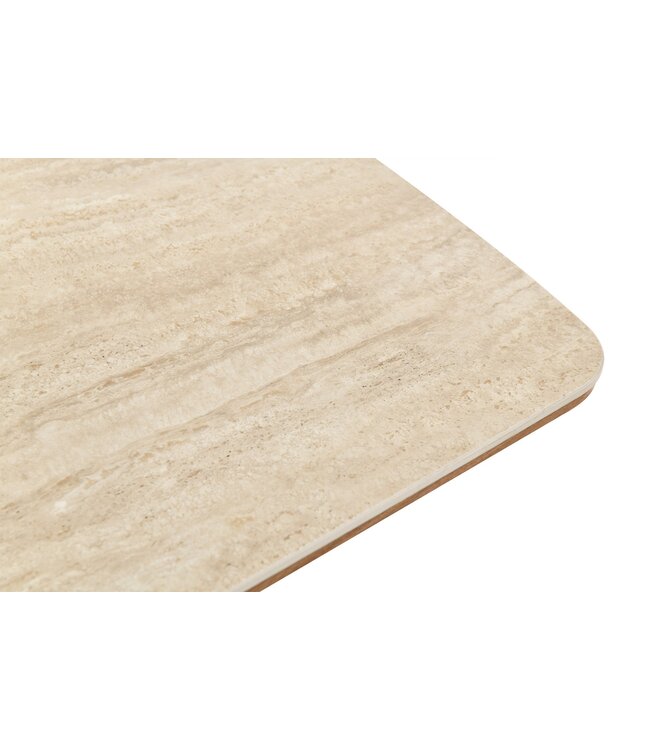 Invicta Interior Eettafel UNIQUE 200cm eikenhout fineer met keramisch blad wit marmer licht bruin - 48904