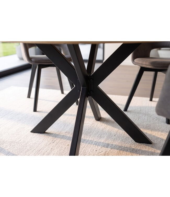 Invicta Interior Dining table INFINITY HOME 120cm round w/ star frame mango wood creamy natural