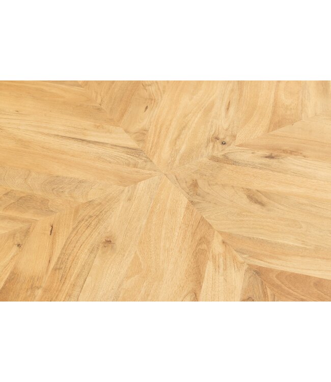 Invicta Interior Dining table INFINITY HOME 120cm round w/ star frame mango wood creamy natural