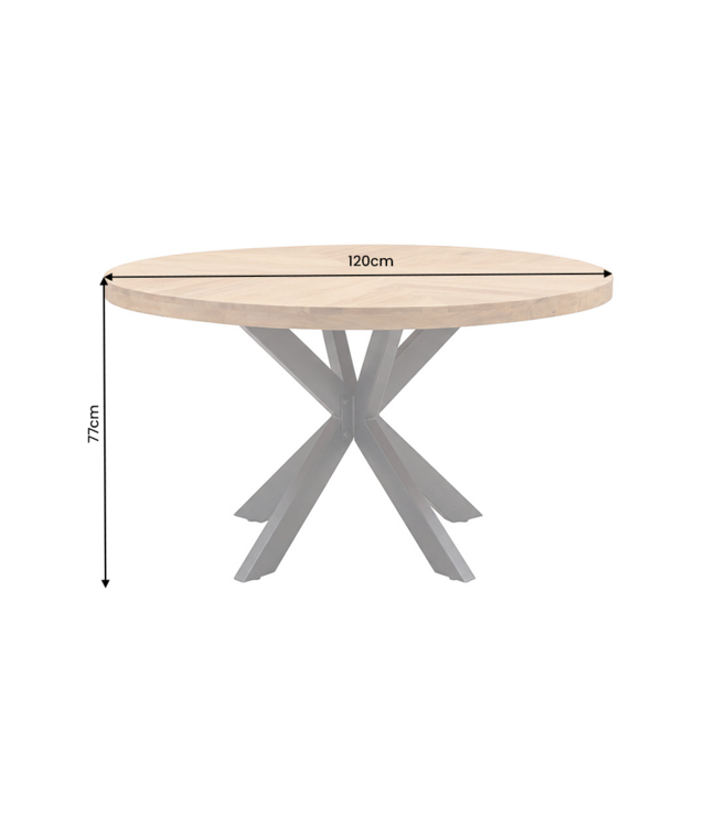 Invicta Interior Dining table INFINITY HOME 120cm round w/ star frame mango wood creamy natural