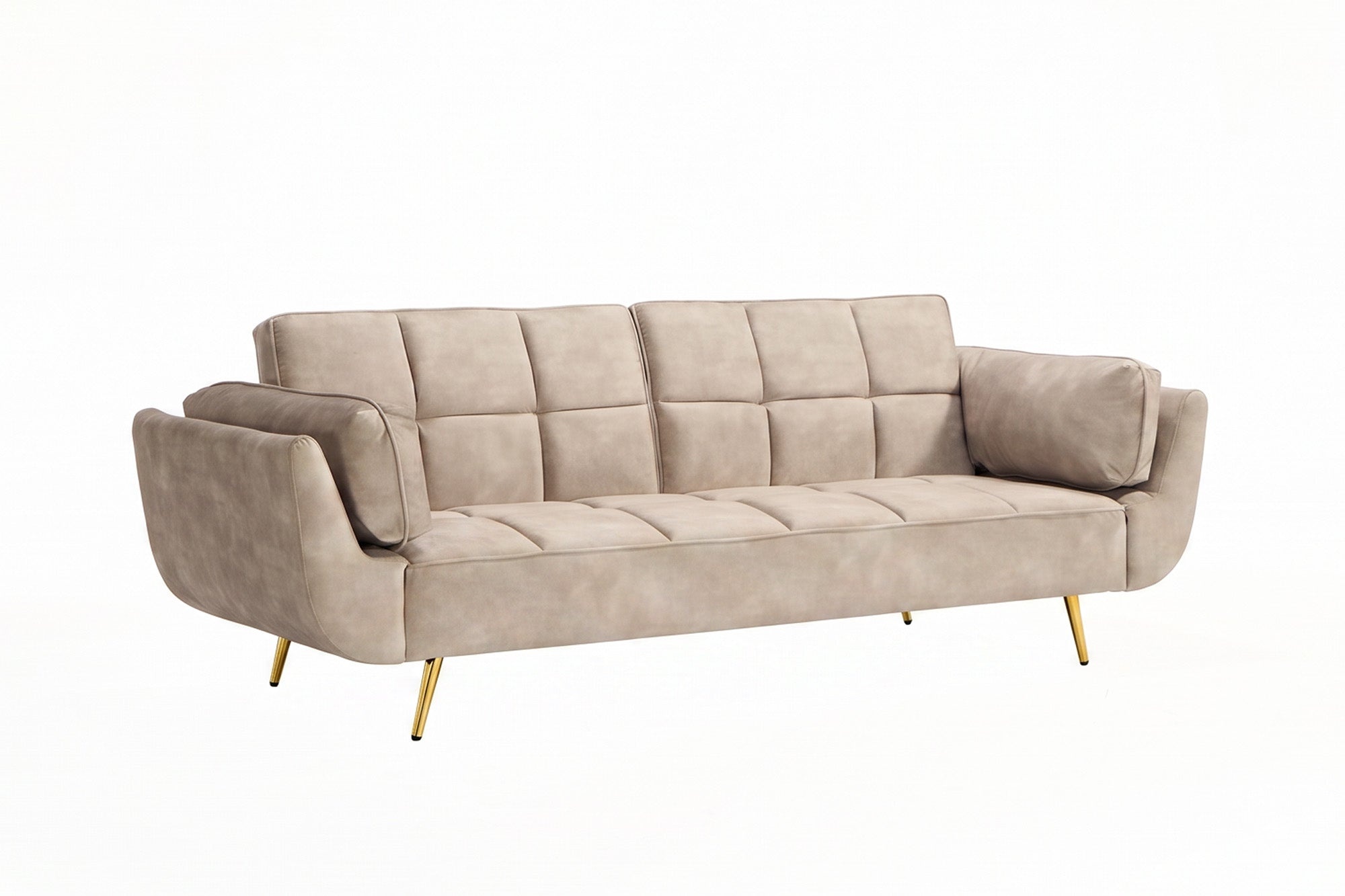 Slaapbank BOUTIQUE 215cm 3-zits fluweel champagne beige - 48981
