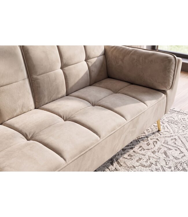 Invicta Interior Slaapbank BOUTIQUE 215cm 3-zits fluweel champagne beige - 48981