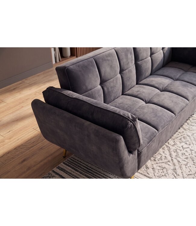 Invicta Interior Slaapbank BOUTIQUE 215cm 3-zits fluweel donkergrijs - 48982