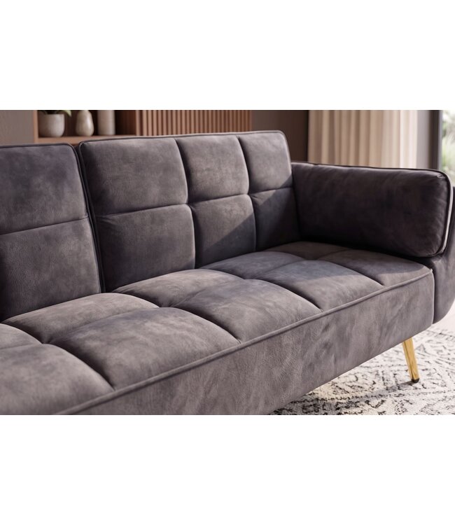 Invicta Interior Slaapbank BOUTIQUE 215cm 3-zits fluweel donkergrijs - 48982