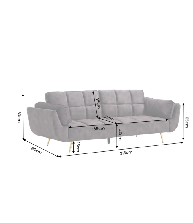 Invicta Interior Slaapbank BOUTIQUE 215cm 3-zits fluweel donkergrijs - 48982