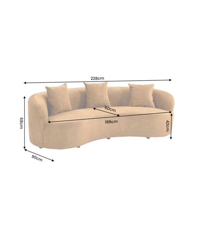 Invicta Interior Sofa ATELIER 230cm 3-zits mosterdgeel - 49131