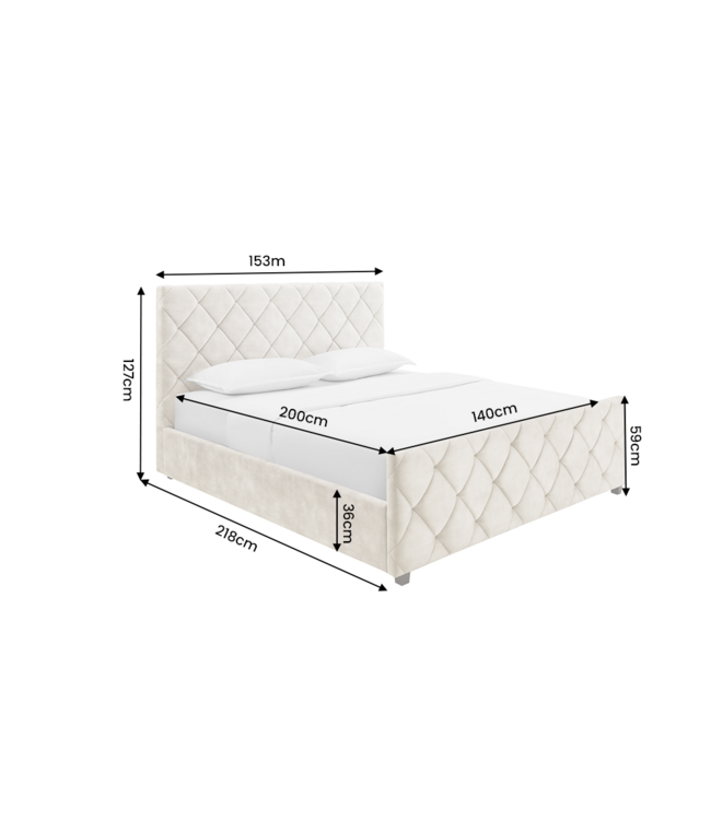 Invicta Interior Bed ELYSIUM 140x200cm met opbergruimte fluweel champagne beige - 49203