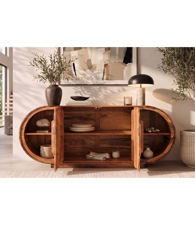Invicta Interior Sideboard ORGANIKO 180cm ovaal sheesham hout bruin - 49226
