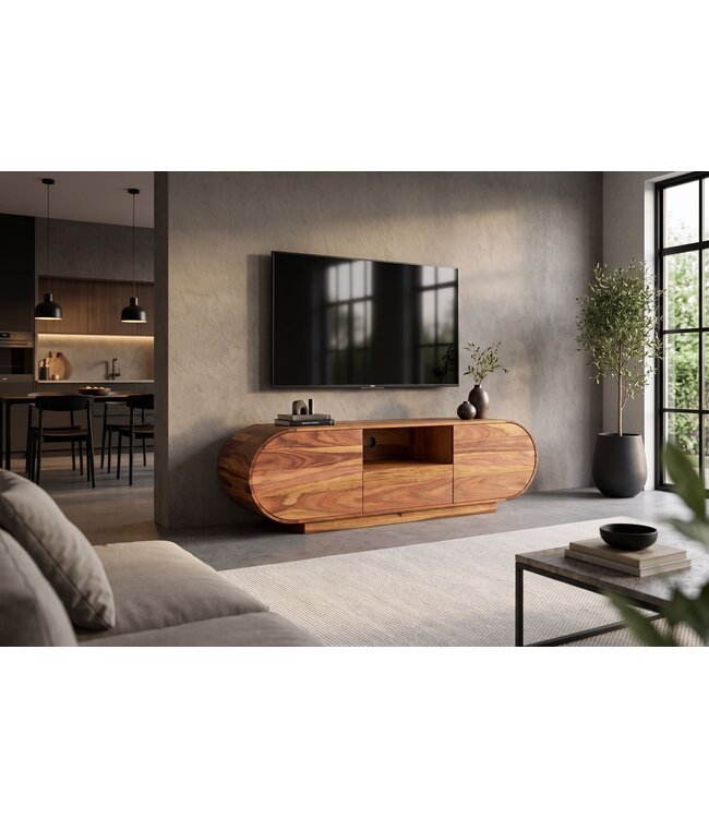 Invicta Interior TV-Meubel ORGANIKO 160cm ovaal sheesham hout bruin - 49229