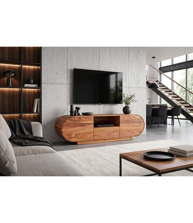 Invicta Interior TV-Meubel ORGANIKO 160cm ovaal sheesham hout bruin - 49229