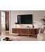 Invicta Interior TV-Meubel GATSBY 160cm retro stijl mangohout travertijn blad bruin goud - 49282