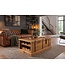 Invicta Interior Salontafel BODEGA 100cm met wijnrek en opbergruimte mangohout honing afwerking - 49355