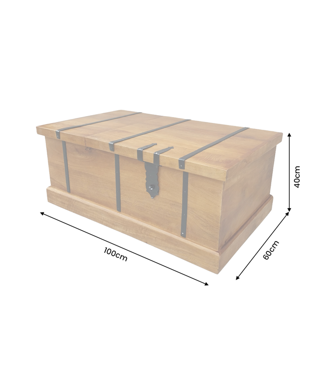 Invicta Interior Salontafel BODEGA 100cm met wijnrek en opbergruimte mangohout honing afwerking - 49355