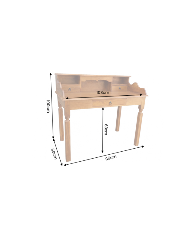 Invicta Interior Davenport bureau HEMINGWAY 115cm mangohout honingkleur - 49380