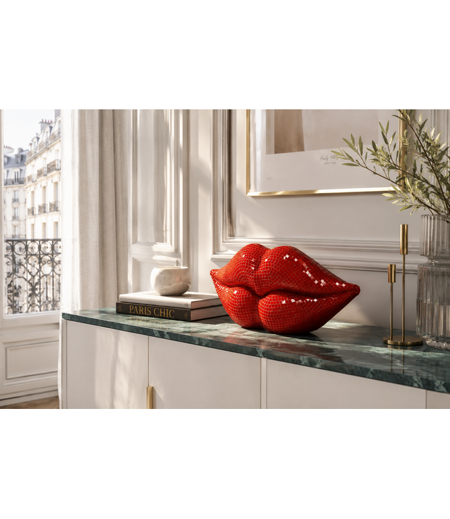 Invicta Interior Decoratief object DISCO LIP 35cm mozaïek rood - 70087