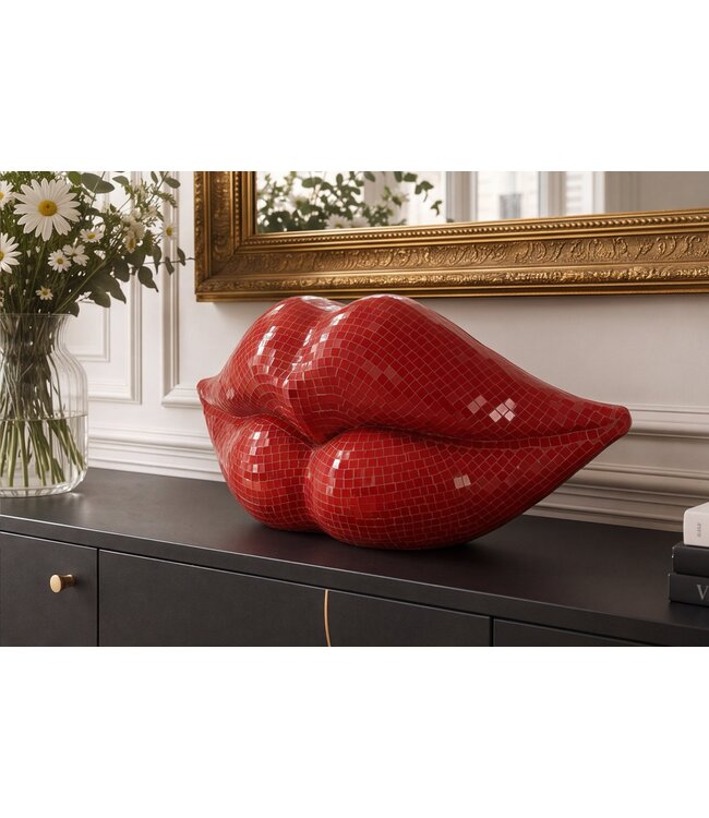 Invicta Interior Decoratief Object DISCO LIP 45cm mozaïek rood - 70088