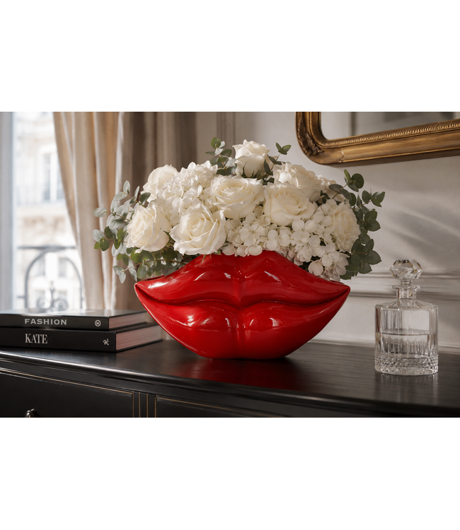 Invicta Interior Glamour decoratieve vaas LIP 40cm lippen rood - 70090