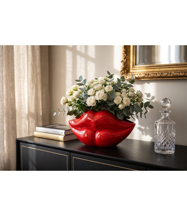 Invicta Interior Glamour decoratieve vaas LIP 40cm lippen rood - 70090