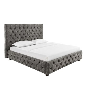 Invicta Interior Bed PARIS CHESTERFIELD 180x200cm fluweel olijfgrijs - 6541076