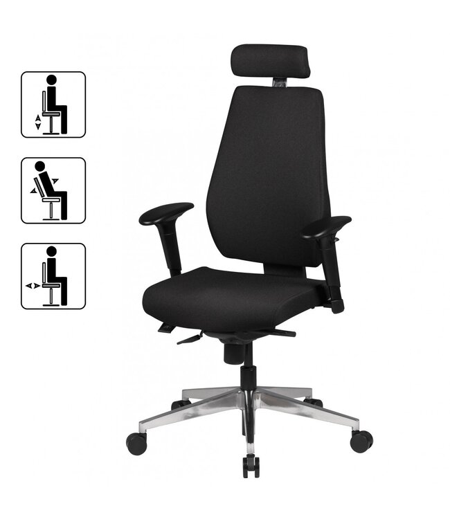 Amstyle Stoel SPM1.279 Bureaustoel Stof Zwart Executive Chair Modern | Bureaustoel met synchroonmechanisme | Werkstoel met hoofdsteun 120kg | Bureaufauteuil, in hoogte verstelbaar, wipfunctie