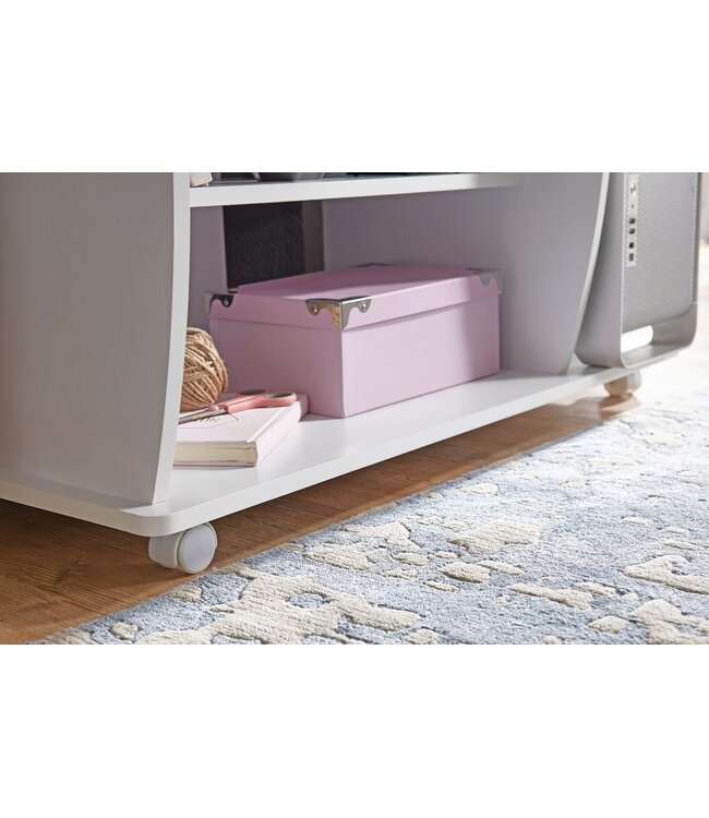 Wohnling computertafel DIANA oprolbaar White 90 x 71 x 50 cm met toetsenbordplateau | Laptop tafel op wieltjes | Pc-tafel met ruimtebesparende printer tray | Bureau voor kleine ruimtes