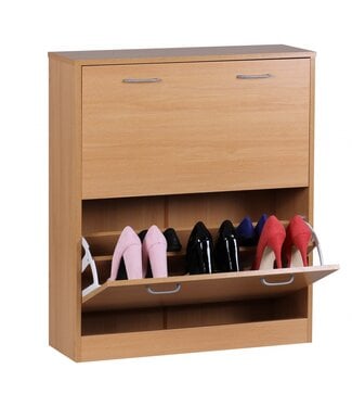 Wohnling schoen Kiepwagen SARAH Beech mat 2 compartimenten 75 x 87 x 24 cm | Ontwerp van de klomp kast voor het werk | Schoen dressoir modern met berging