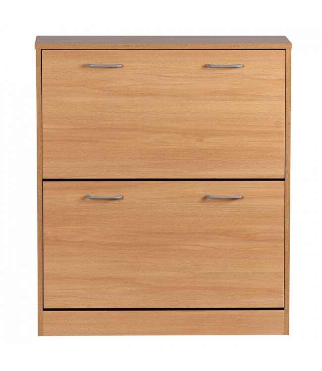 Wohnling schoen Kiepwagen SARAH Beech mat 2 compartimenten 75 x 87 x 24 cm | Ontwerp van de klomp kast voor het werk | Schoen dressoir modern met berging
