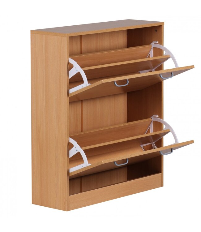 Wohnling schoen Kiepwagen SARAH Beech mat 2 compartimenten 75 x 87 x 24 cm | Ontwerp van de klomp kast voor het werk | Schoen dressoir modern met berging