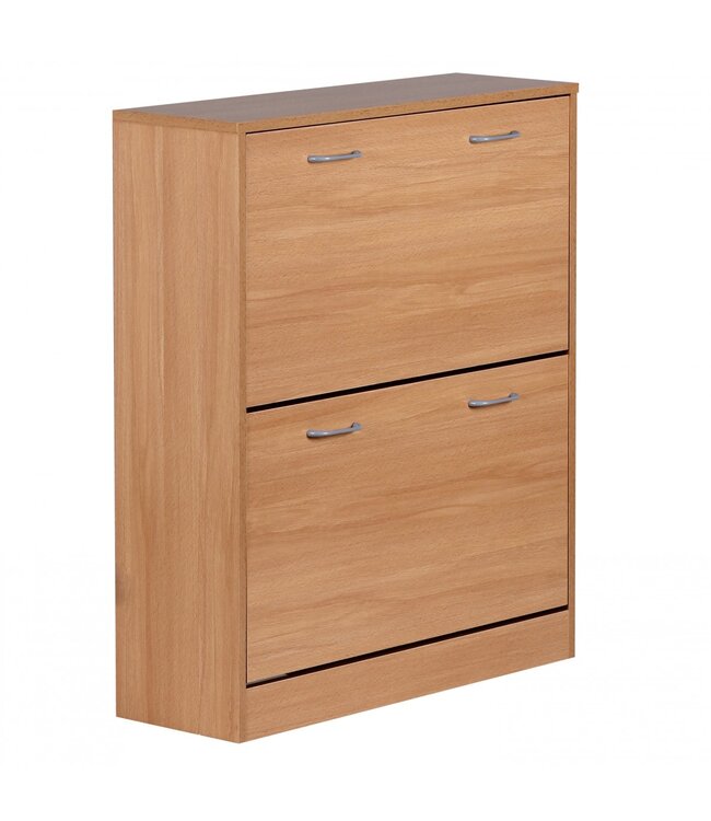 Wohnling schoen Kiepwagen SARAH Beech mat 2 compartimenten 75 x 87 x 24 cm | Ontwerp van de klomp kast voor het werk | Schoen dressoir modern met berging