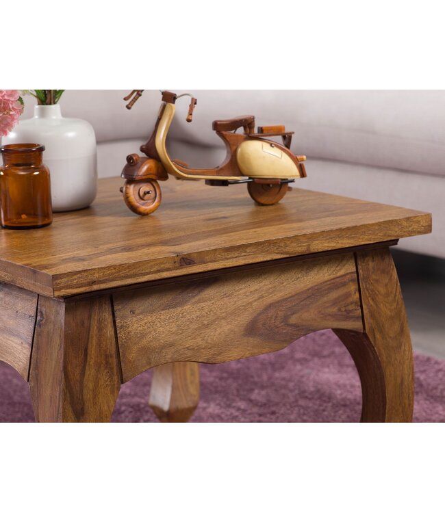Wohnling Salontafel Massief Hout Sheesham 60 cm breed Woonkamer-Tafel Design donkerbruin Landelijke Stijl Bijzettafel