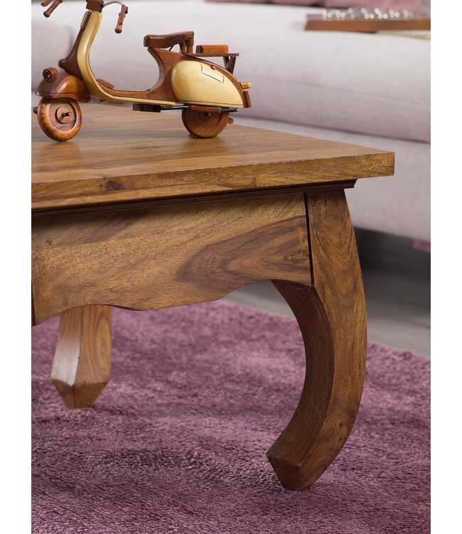 Wohnling Salontafel Massief Hout Sheesham 60 cm breed Woonkamer-Tafel Design donkerbruin Landelijke Stijl Bijzettafel