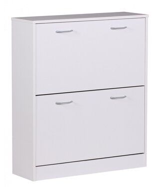 Wohnling schoen Kiepwagen SARAH wit mat 2 compartimenten 75 x 87 x 24 cm | Ontwerp van de klomp kast voor het werk | Schoen dressoir modern met berging